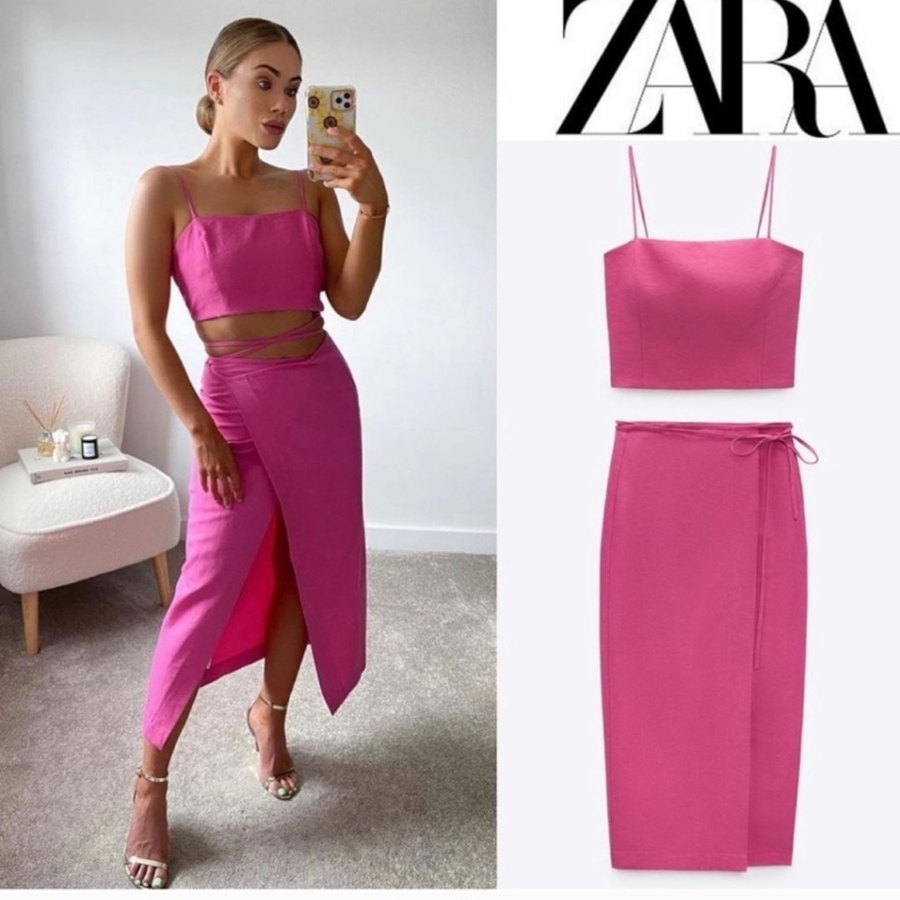 ZARA Wrap Pareo Midi Skirt - Picture 2 of 11